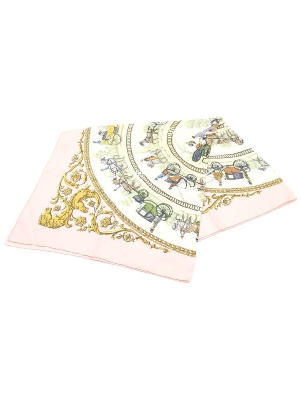 Hermes Carre 90 Walk to Ron Chien All Over Print Silk Scarf Ivory Pink